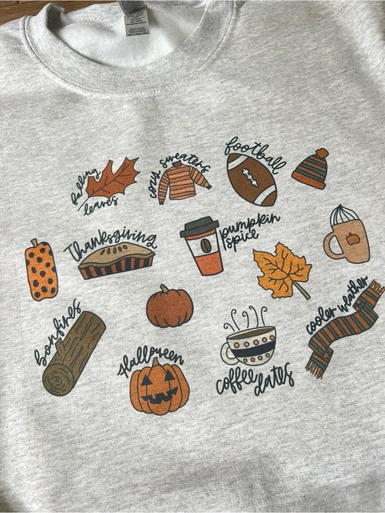 Gildan Tops - Fall Graphic Sweatshirt - Light Gray